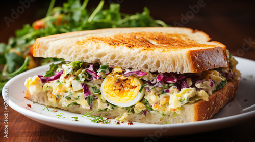 Sandwich with egg and coleslaw