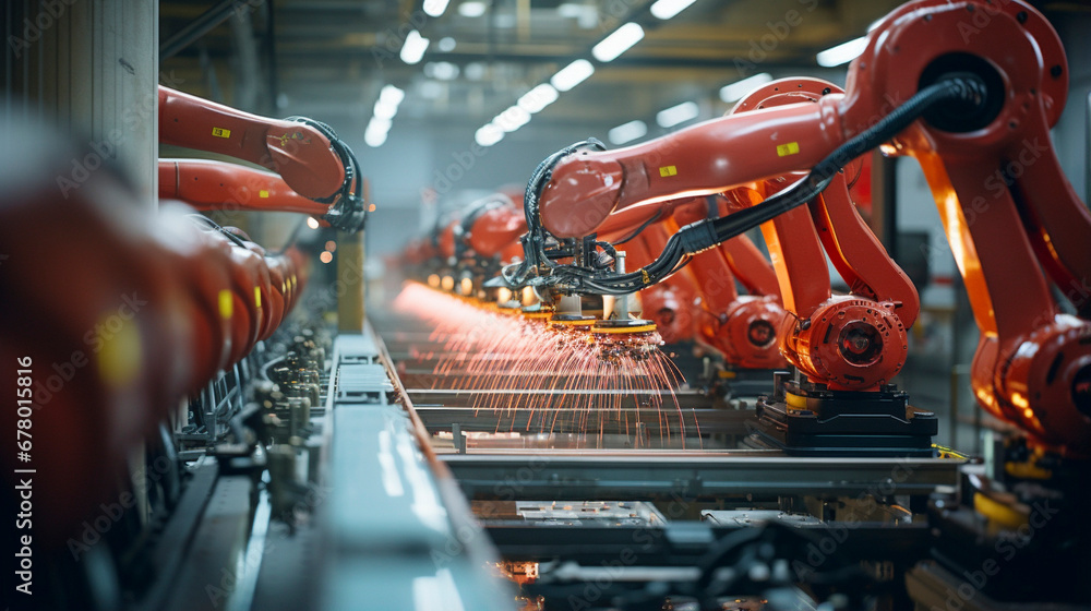 Fototapeta premium Automated Elegance Crafting Tomorrow: Machines Shaping the Future of Manufacturing, Generative AI