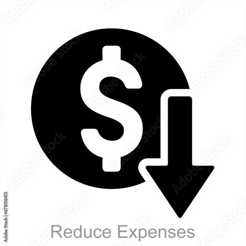 Reduce Expenses and low icon concept 
