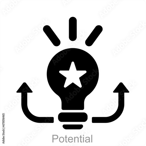 Potential and brain icon concept 