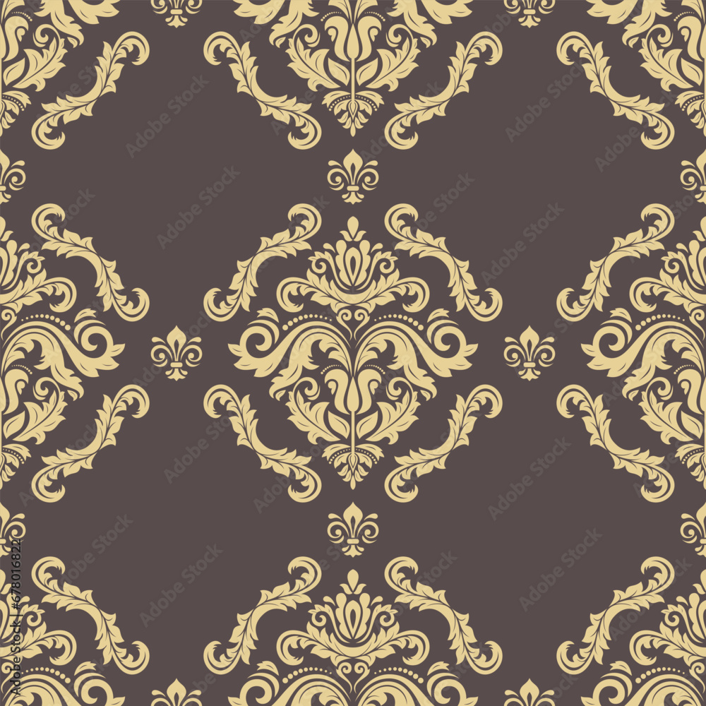 Orient vector classic pattern. Seamless abstract background with vintage elements. Orient brown and golden pattern. Ornament barogue wallpaper Orient vector classic pattern. Seamless abstract background with vintage elements. Orient brown and golden pattern. Ornament barogue wallpaper