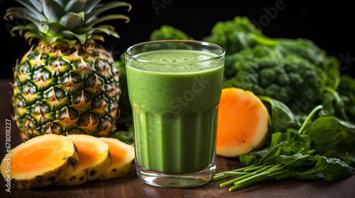 Spinach smoothie with pineapple and carrot.