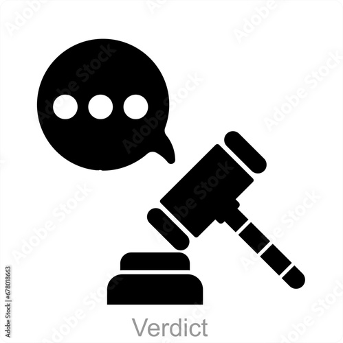 Verdict and court icon concept