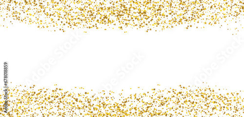 Golden Falling Stars Glitter Border Frame Border vector illustration.