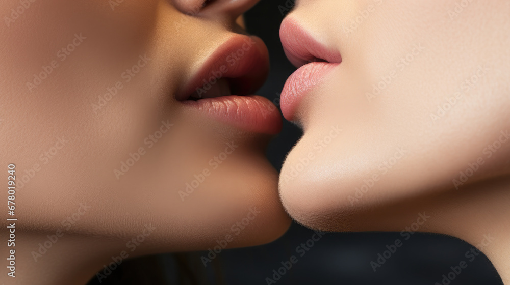 Obraz premium man and woman kissing, love, romance, valentine's day, date, passion, husband and wife, boyfriend and girlfriend, beautiful girl, handsome guy, relationship, people, close-up, black background