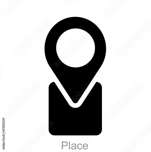 Place and pin icon concept