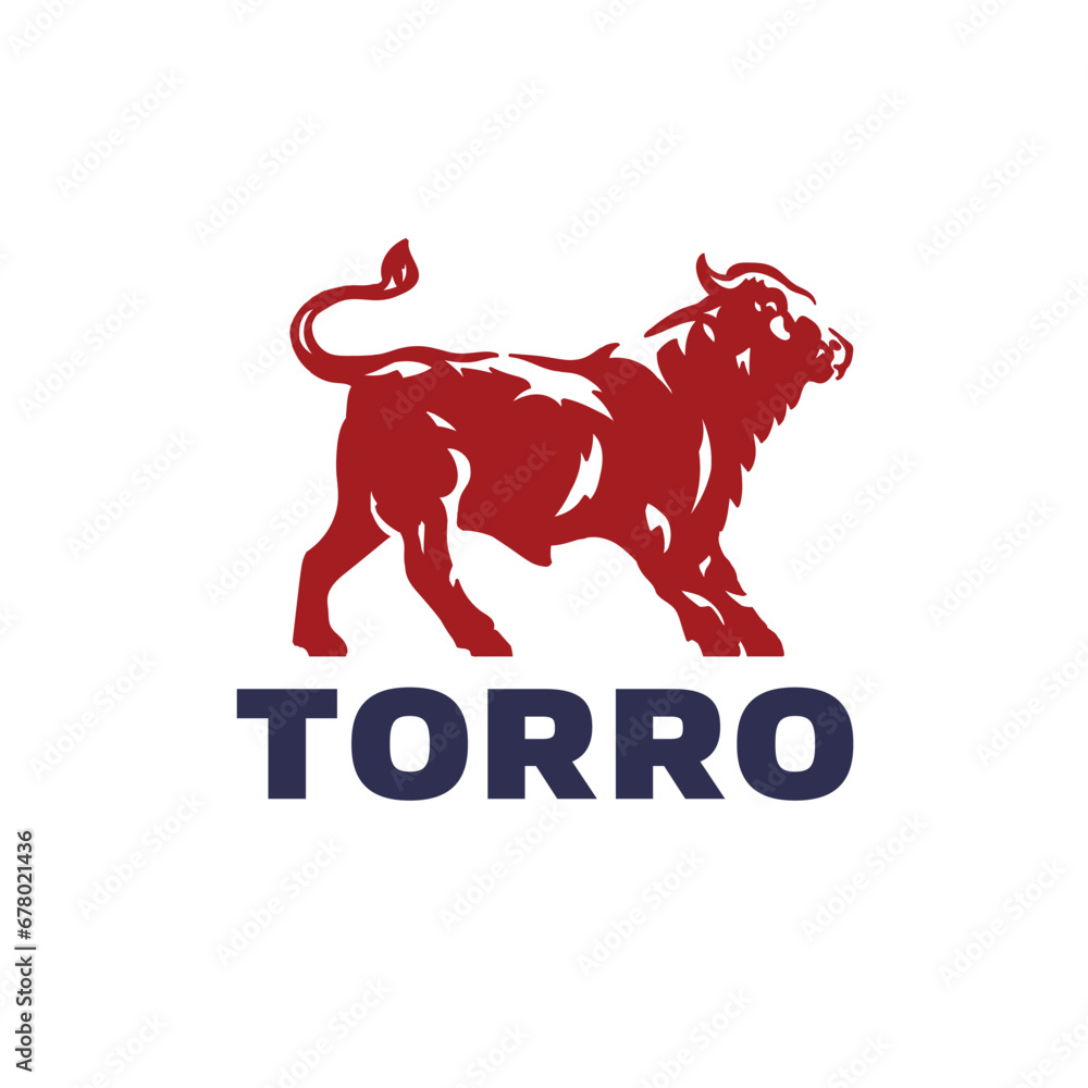 Aggressive bull vector illustration. Angry bull mascot logo design