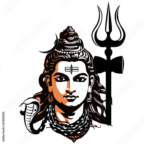 Shiv with Trishool, Vector, Illustration, Hindu Bhagwa, Sanatani God