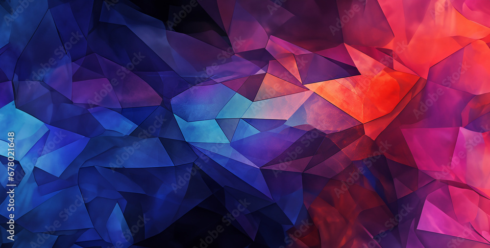 a purple abstract background with colored geometric shape