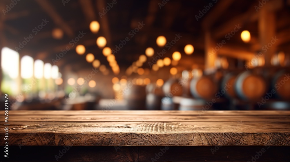 blurred image of bar and dark brown wooden table for product display blurred image of bar and dark brown wooden table for product display