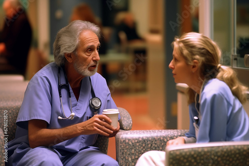 Enfermera hablando con un paciente en un hospital