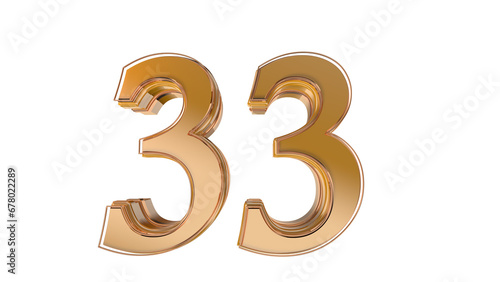Gold glossy 3d number 33