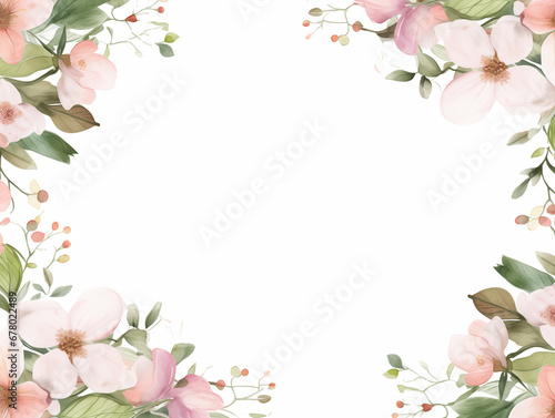 Watercolor sakura wreath  background for text. Greeting or invitation card