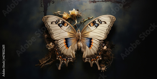 butterfly on a tree, butterfly in the night, butterfly on the wall, butterfly metamorphosis, 