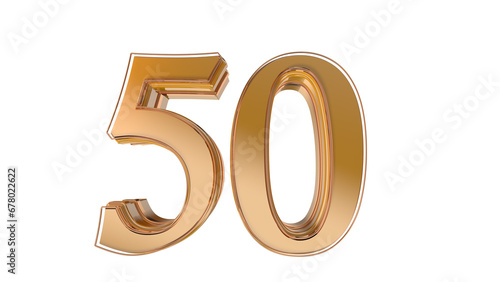 Gold glossy 3d number 50
