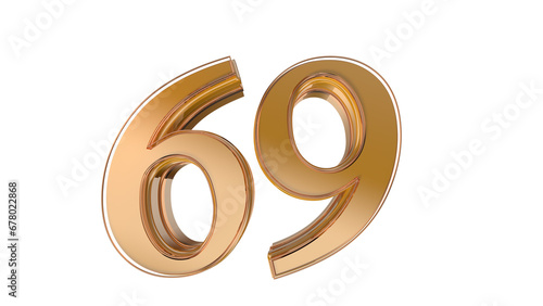 Gold glossy 3d number 69 photo