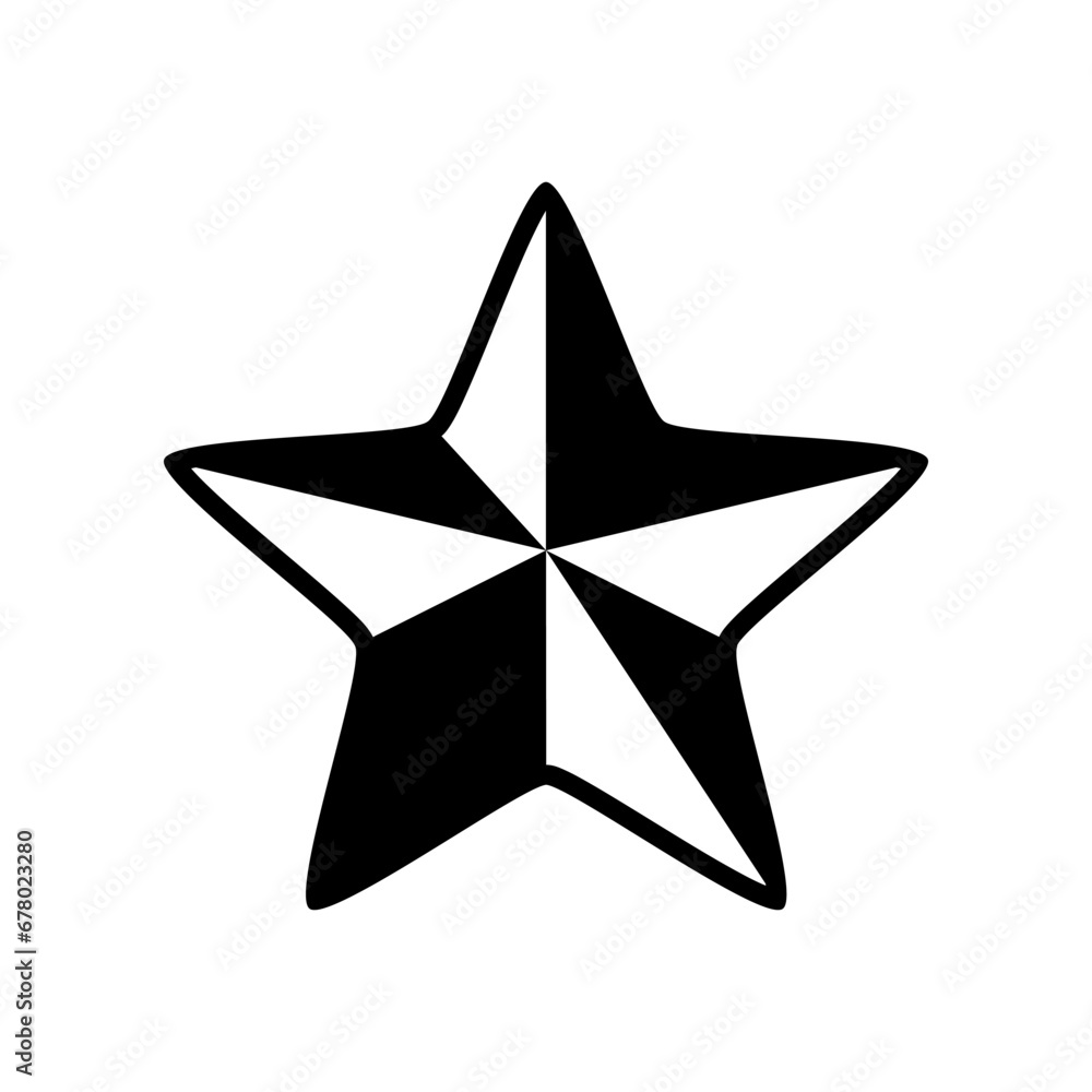 Obraz premium Black and white star vintage star icon flat vector design