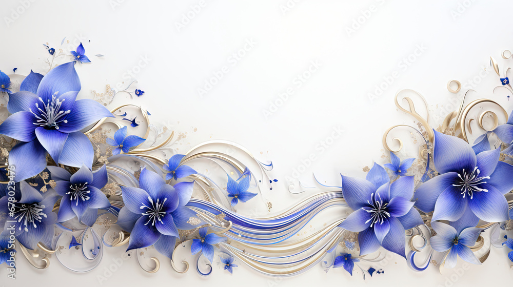 Template with Gentian purple flower empty space