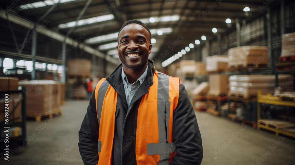 Warehouse Wardens: Men in Safety Gear Overseeing Operations , Generative AI Warehouse Wardens: Men in Safety Gear Overseeing Operations , Generative AI