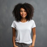 Black woman wearing blank empty t-shirt for mockup