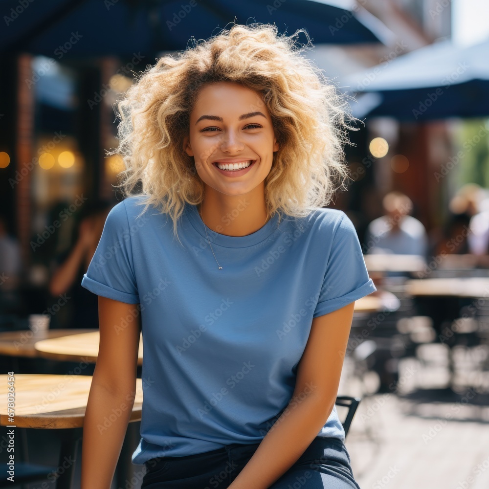 A beautiful woman wearing blank tshirt for mockup A beautiful woman wearing blank tshirt for mockup