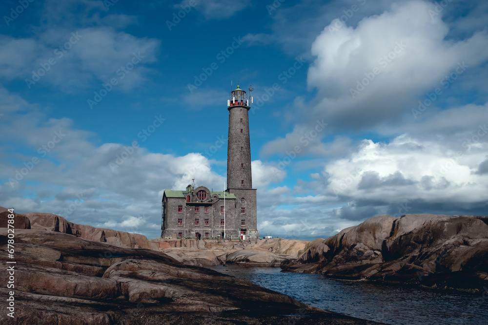 Bengtskar lighthouse on a rock against the sky