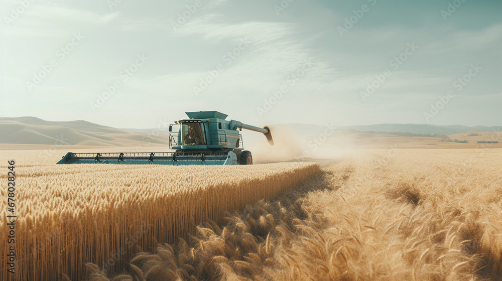 Fototapeta premium Gold Rush: Capturing Wheat's Rich Harvest, Generative AI