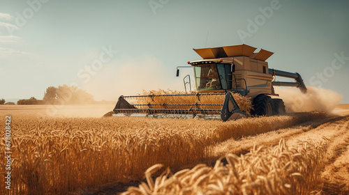 Fields of Prosperity: Wheat Threshing Elegance, Generative AI