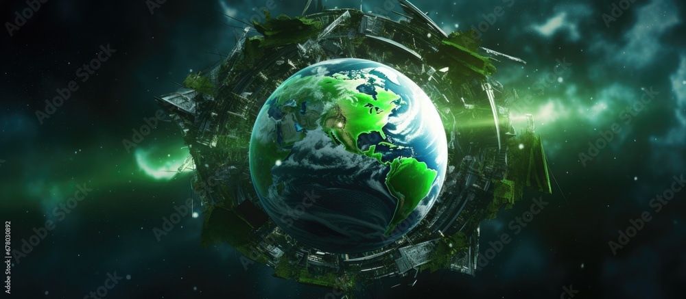 Earth symbolizing recycling as a green planet Copy space image Place for adding text or design Earth symbolizing recycling as a green planet Copy space image Place for adding text or design