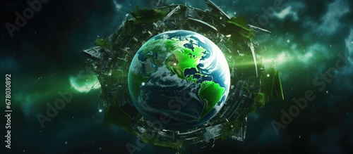 Fototapeta Naklejka Na Ścianę i Meble -  Earth symbolizing recycling as a green planet Copy space image Place for adding text or design