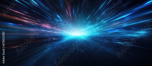 Digital background with exploding data and fast moving lights Copy space image Place for adding text or design