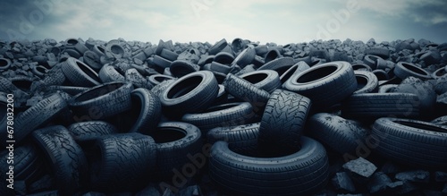 Disposing of used car tires Copy space image Place for adding text or design