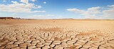 Effects of climate change including desertification and droughts observed in the Loteta reservoir area near Gallur Spain resulting in dry and cracked land due to rainfall shortage Copy space im