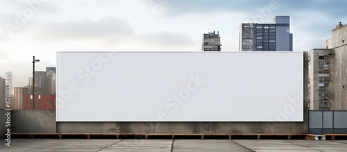 Empty advertising banner on construction site fence Copy space image Place for adding text or design