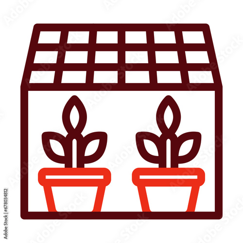 Greenhouse Thick Line Two Colors Icon Design