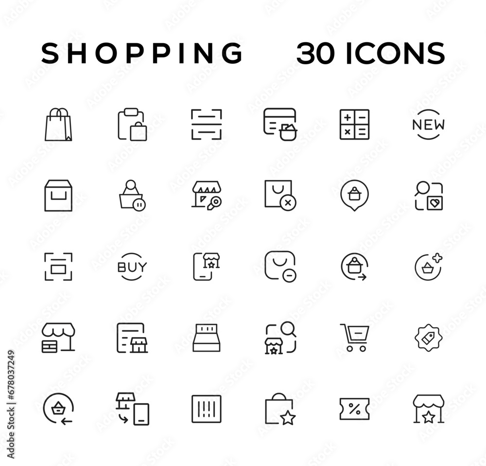 E-commerce, online shopping and delivery elements - minimal thin line web icon set. Outline icons collection. Simple vector illustration. E-commerce, online shopping and delivery elements - minimal thin line web icon set. Outline icons collection. Simple vector illustration.