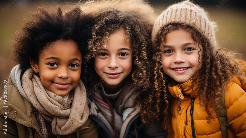 A varied group of joyful, fun-loving, multiethnic kids playing outside.. A varied group of joyful, fun-loving, multiethnic kids playing outside..