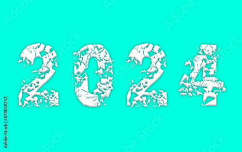 Happy new year 2024 design. With colorful truncated number illustrations. Premium vector design for poster, banner, greeting and new year 2024 celebration.