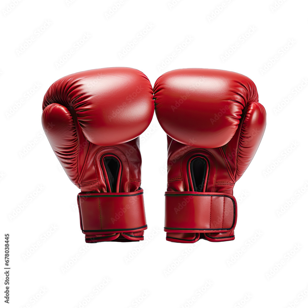 Red Boxing Gloves Isolated on Transparent or White Background, PNG