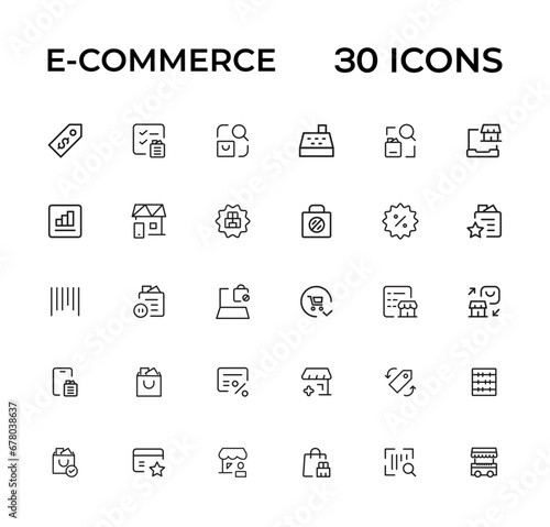E-commerce  online shopping and delivery elements - minimal thin line web icon set. Outline icons collection. Simple vector illustration.