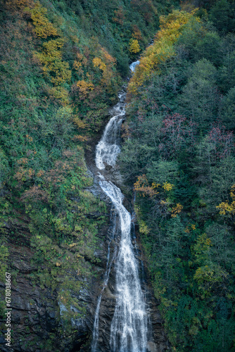 Tikço (bridal veil) Waterfall. Long exposure waterfall photos. Waterfalls in Türkiye. Ayder, Rize Türkiye.	
 photo