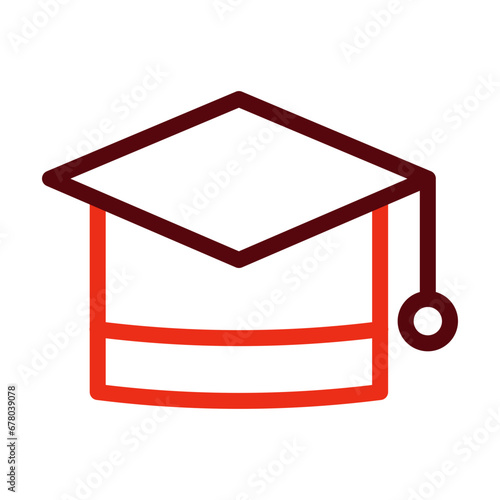 Mortar Board Thick Line Two Colors Icon Design