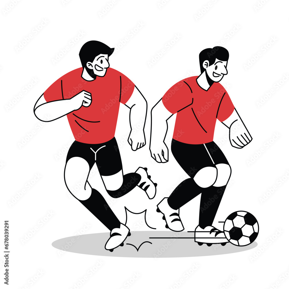 Soccer Player Passing Ball to Teammate Vector Cartoon Illustration Soccer Player Passing Ball to Teammate Vector Cartoon Illustration