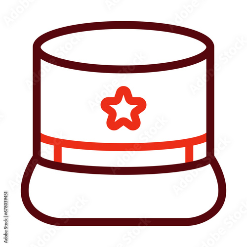 Kepi Hat Thick Line Two Colors Icon Design