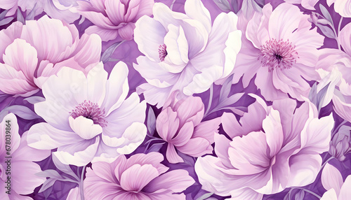 Abstract purple flower petals background. Watercolor illustration wallpaper. Background for decorations. 