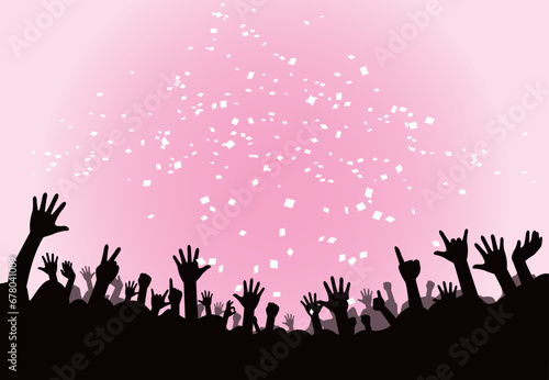 歓喜する観客シルエットのイメージイラスト