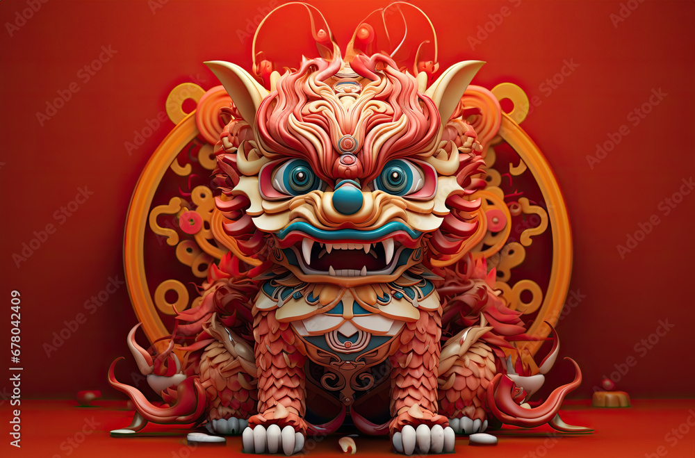 Cute 3D Chinese dragon, Chinese zodiac signs, cartoon character
