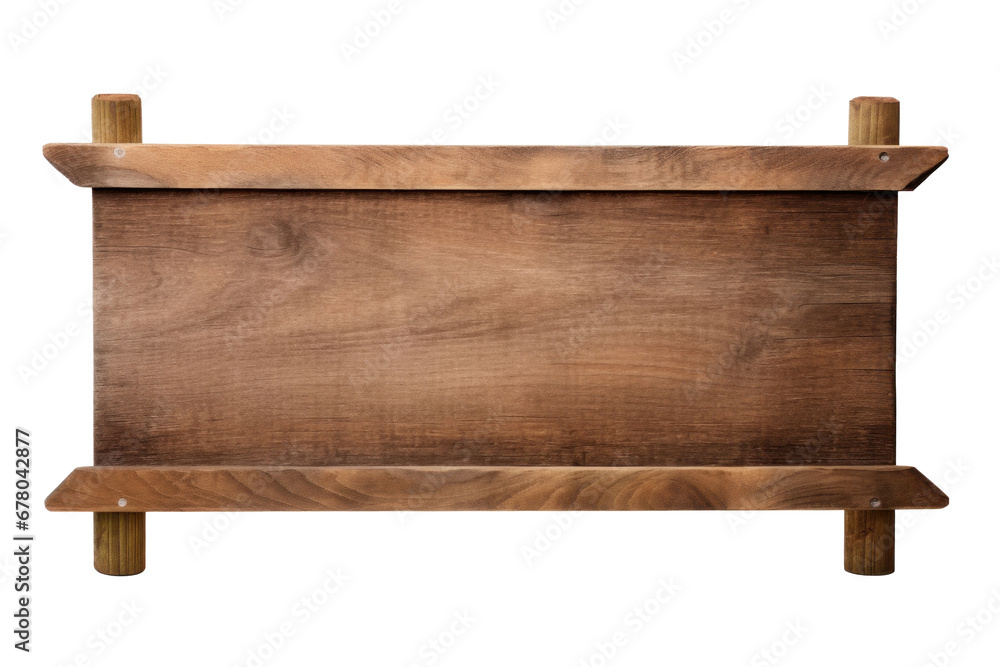 Blank empty wooden rustic signage sign board signpost post wood isolated on transparent background.
