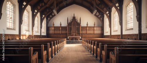 Interior of a gothic church with incredible light.