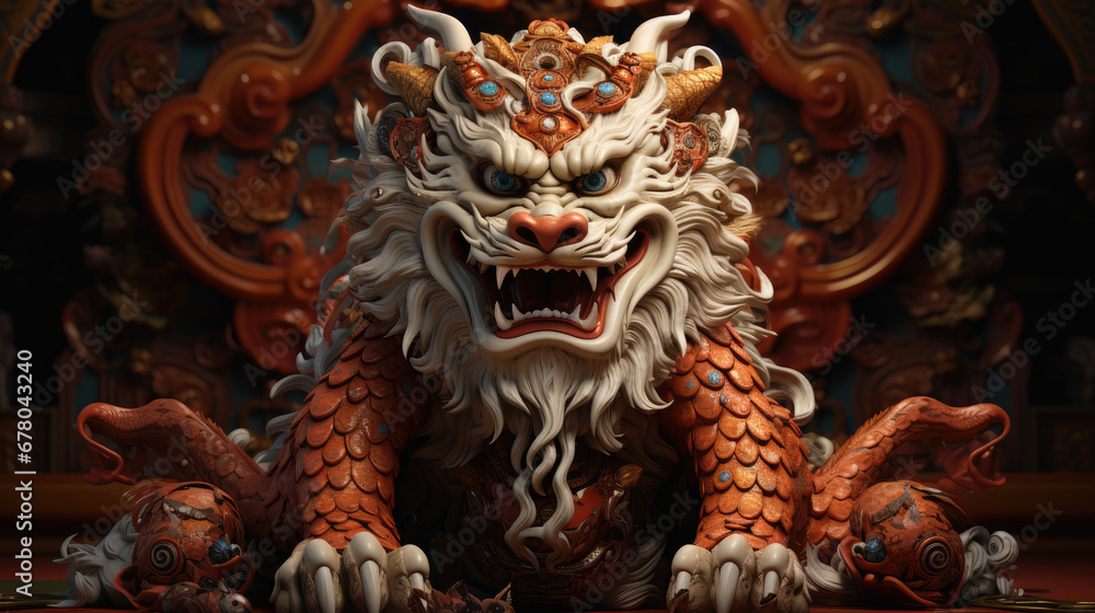 Fototapeta premium The 3D majestic Chinese dragon totem, Chinese zodiac signs